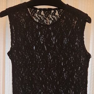 Oliviere Soho New York Black Sheer Lace Tank Top and Pants, One Size